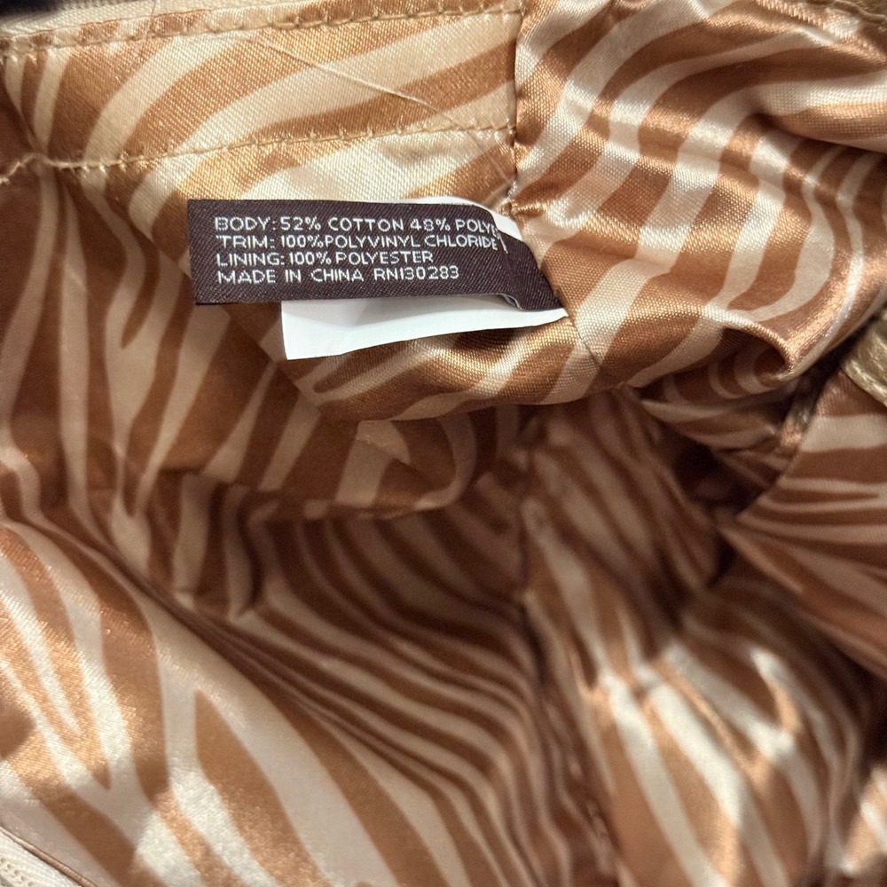 Dana Buchman Metallic Gold Zebra Print Tote Bag Large Animal Print Shoulder Bag - Picture 8 of 8